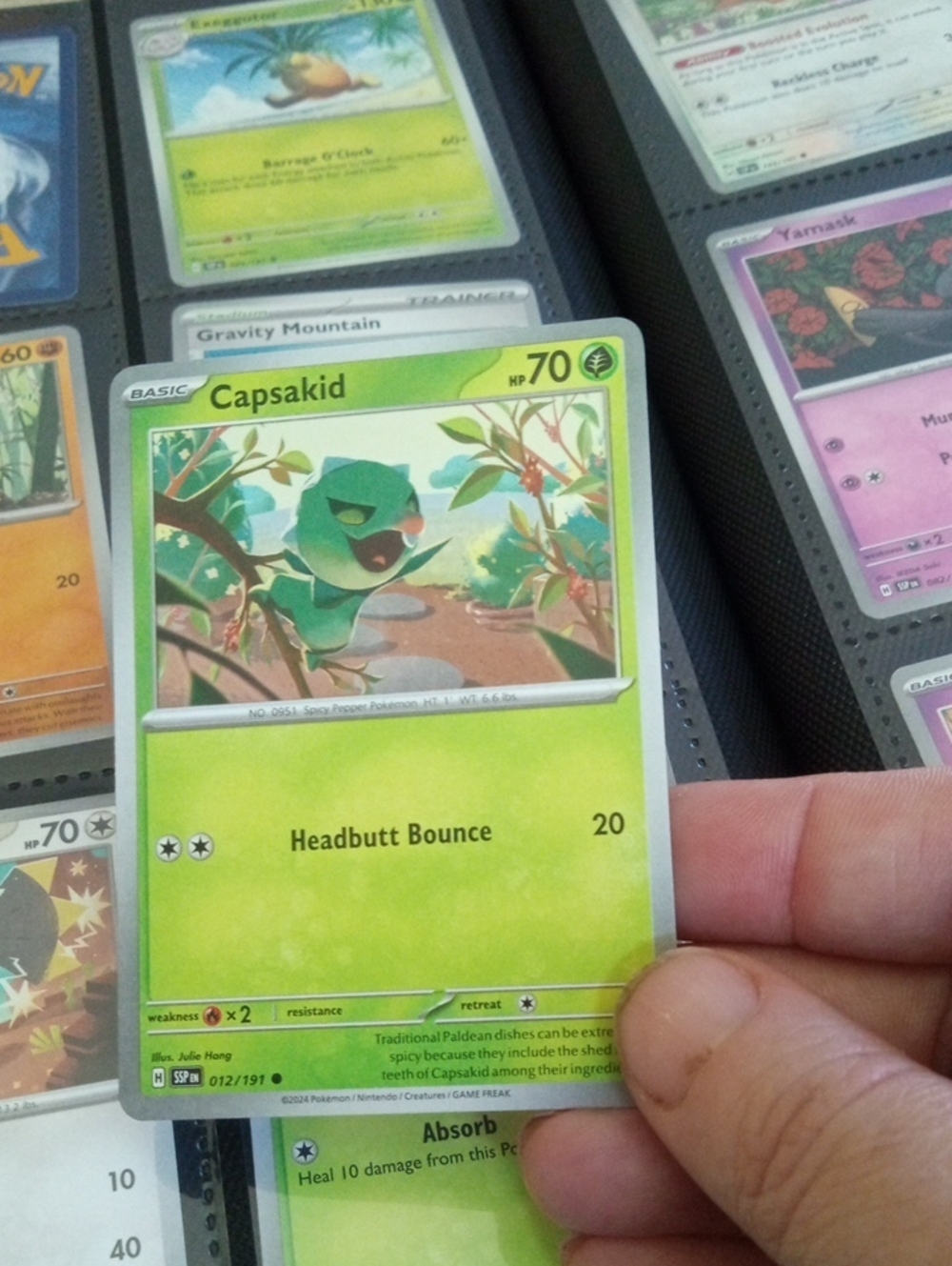 Pokemon Capsakid Green Energy Card